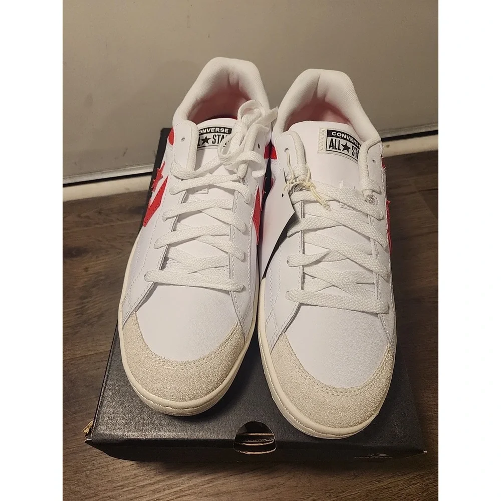 Size 8 Converse Men's Pro Blaze‎ Classic Retro '90s White Red Egret Shoes New - Picture 2 of 5